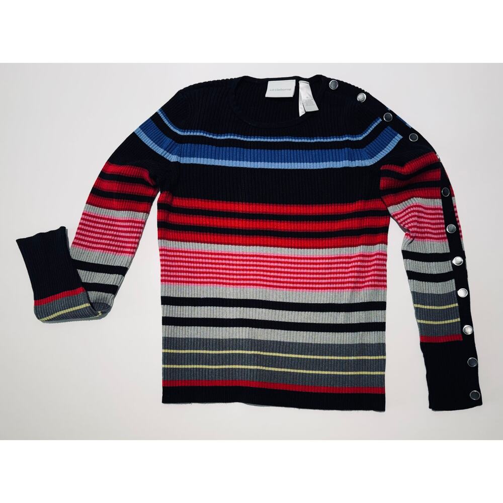LIZ CLAIBORNE Vibrant Striped Sweater Women's Medium